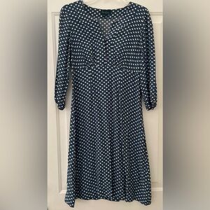 Boden Floaty Day Polka Dot Dress Blue White Lightweight Women 10 L US Tunic